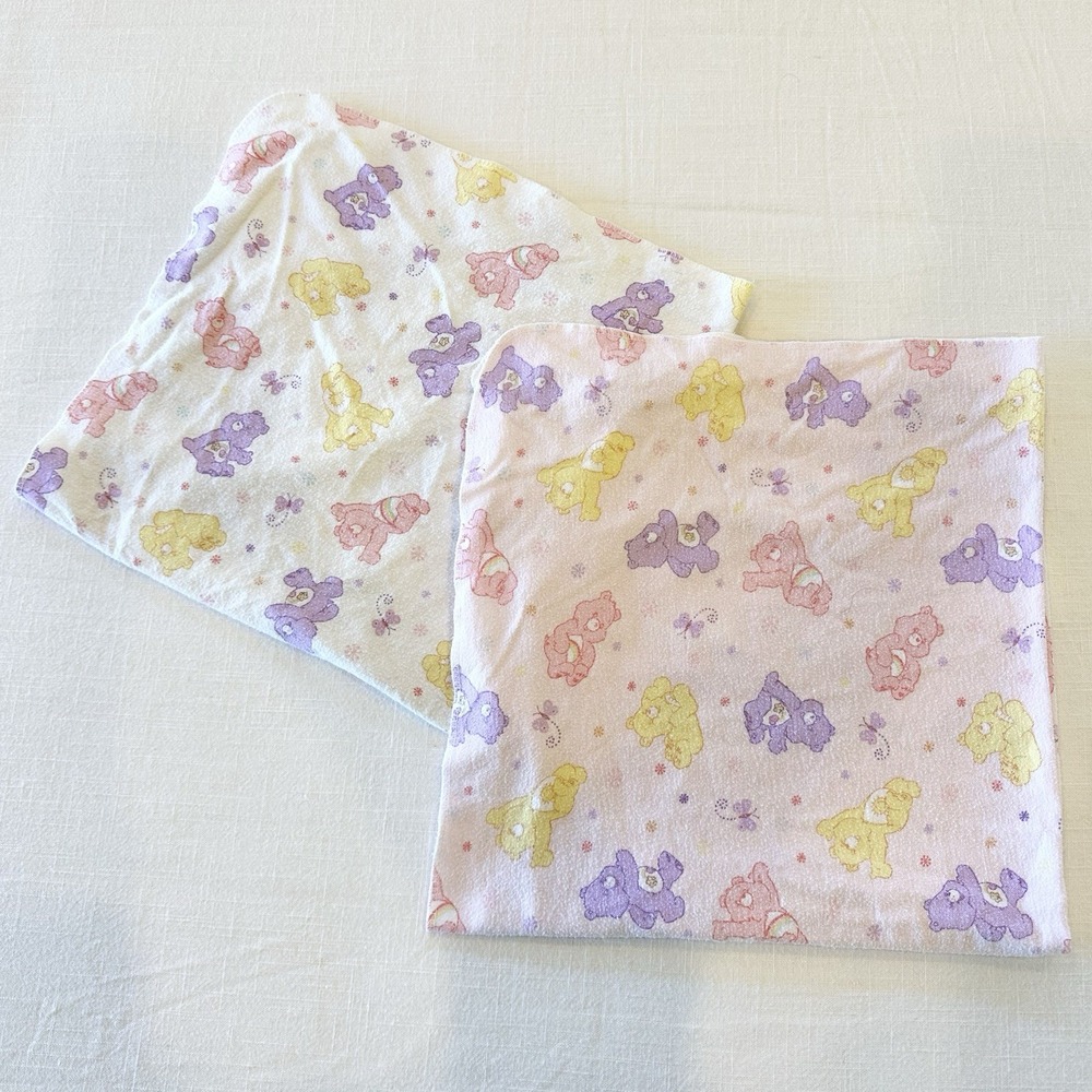 2 Care Bears Receiving Baby Blankets Pink White Funshine Cheer Bear Friendship